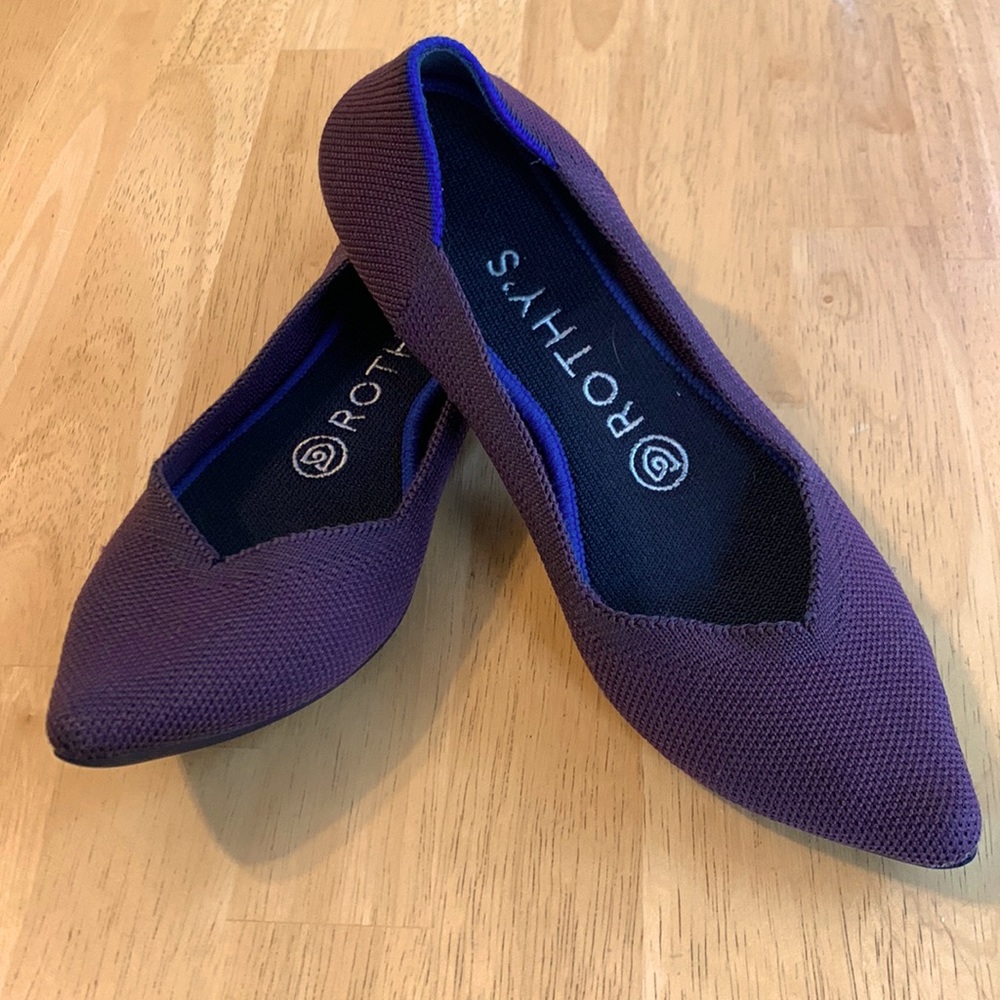 Rothy’s Point Flats, Size 6, Beautiful “Port” Purple (discontinued & rare!)